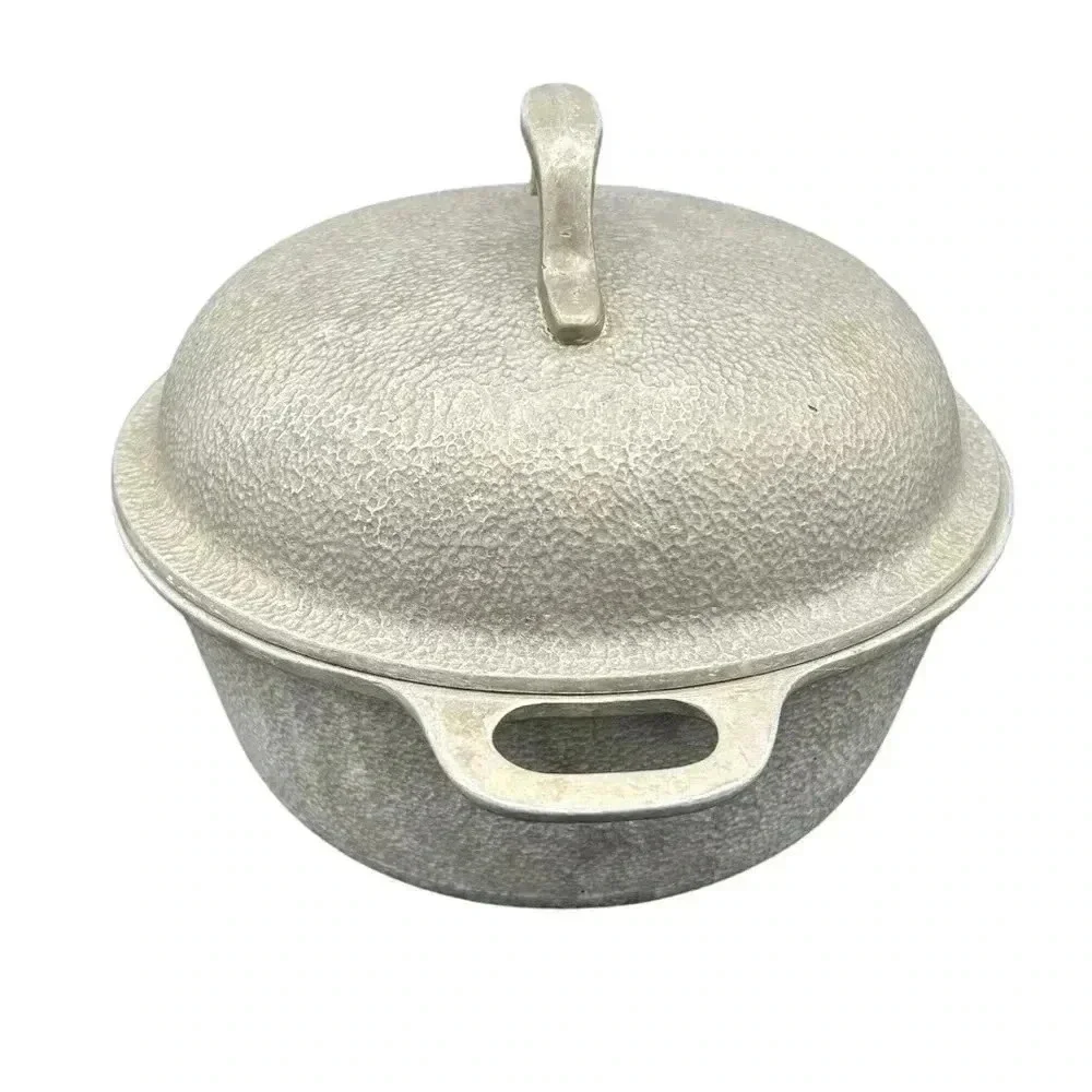 Vintage 1950s Century Silver Seal Hammered Aluminum Dutch Oven Roaster MCM
